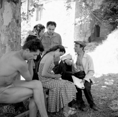 Maria Casarès, Monique Chaumette, Jean Vilar et Georges Lycan. Festival d'Avignon, juillet 1954.